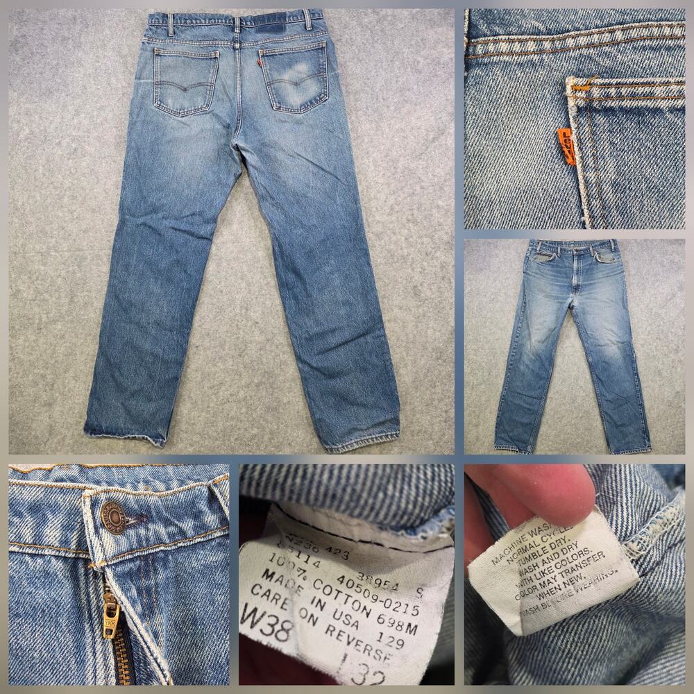 Vintage 90s‎ Levis Jeans Mens 38x32 Straight Leg Denim Orange Tab USA 40509-0215
